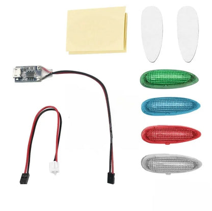 Coloured LED aviation navigation light for RC aircraft with four colour options and flash function