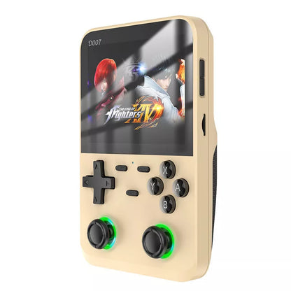 Nostalgic Retro Handheld Game Console with USB Interface in Champagne Gold, Dark Green, and Silver