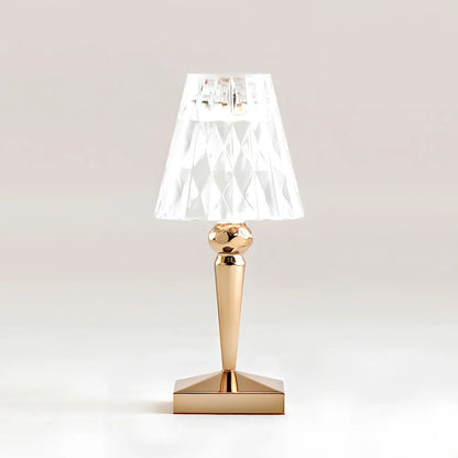Diamond Crystal rechargeable table lamp with acrylic holder and multiple colour finishes