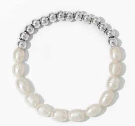 Margaux Freshwater Pearl Bracelet in gold and silver with stainless steel