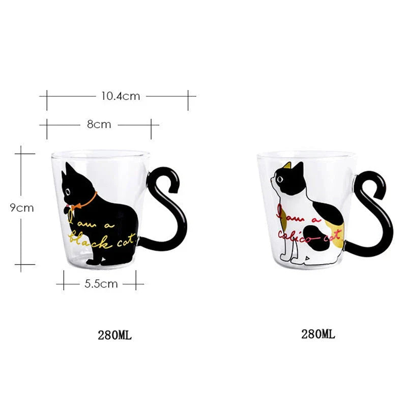 Charming Cat-Shaped Glass Mug for Coffee, Tea, or Juice