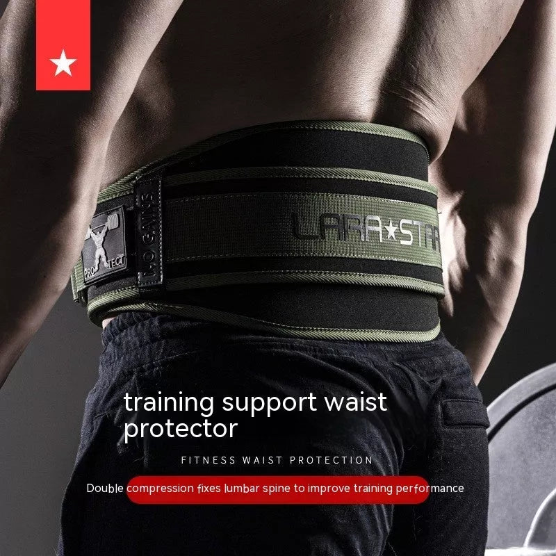 Men's large fitness belt in army green for lumbar support during workouts
