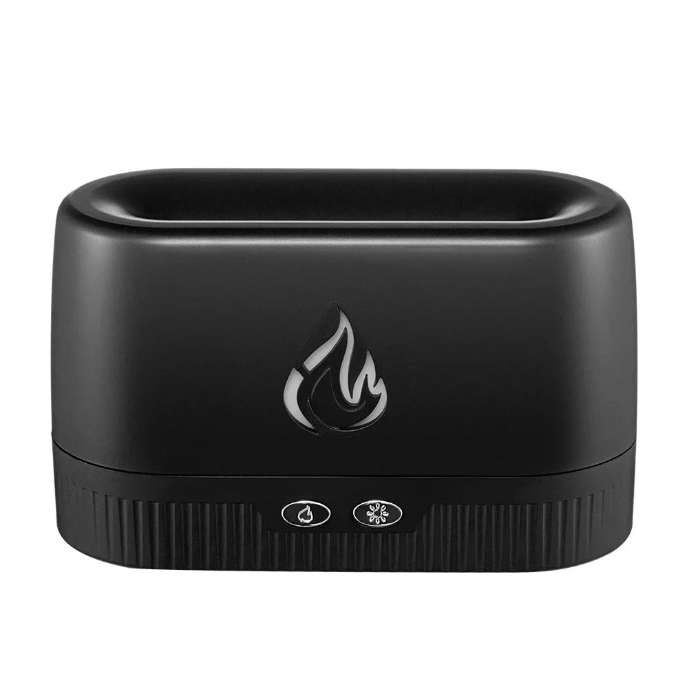 White flame humidifier aroma diffuser measuring 171mm tall with 230ml water tank capacity on wooden surface