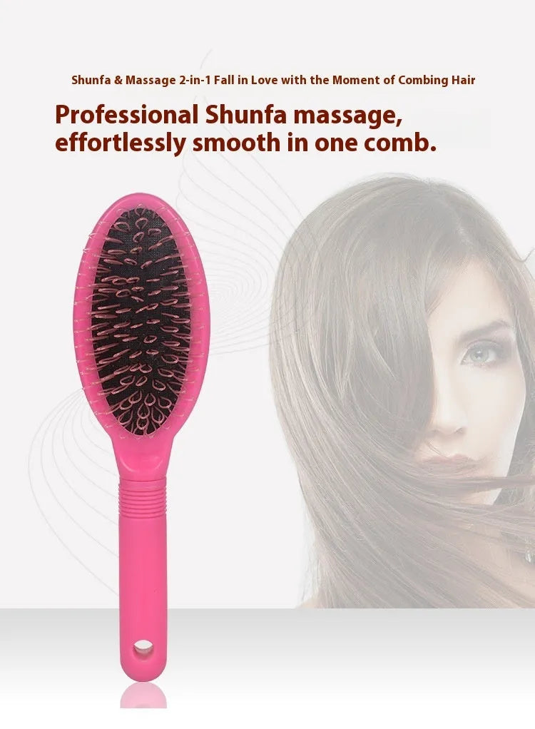 Black ring tooth hair extension comb with airbag design showing 22cm length
