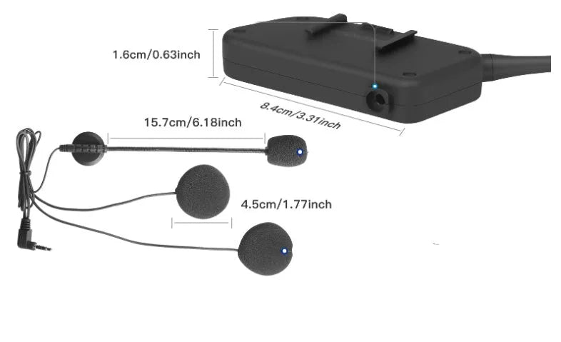 V6 Pro motorcycle helmet Bluetooth intercom unit with mounting hardware and headphones