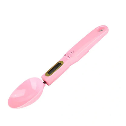 Digital kitchen spoon scale showing measurement display and USB charging port
