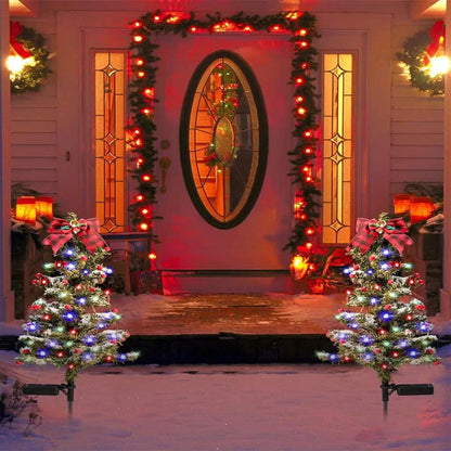 Waterproof solar-powered outdoor Christmas tree light with flower shape design