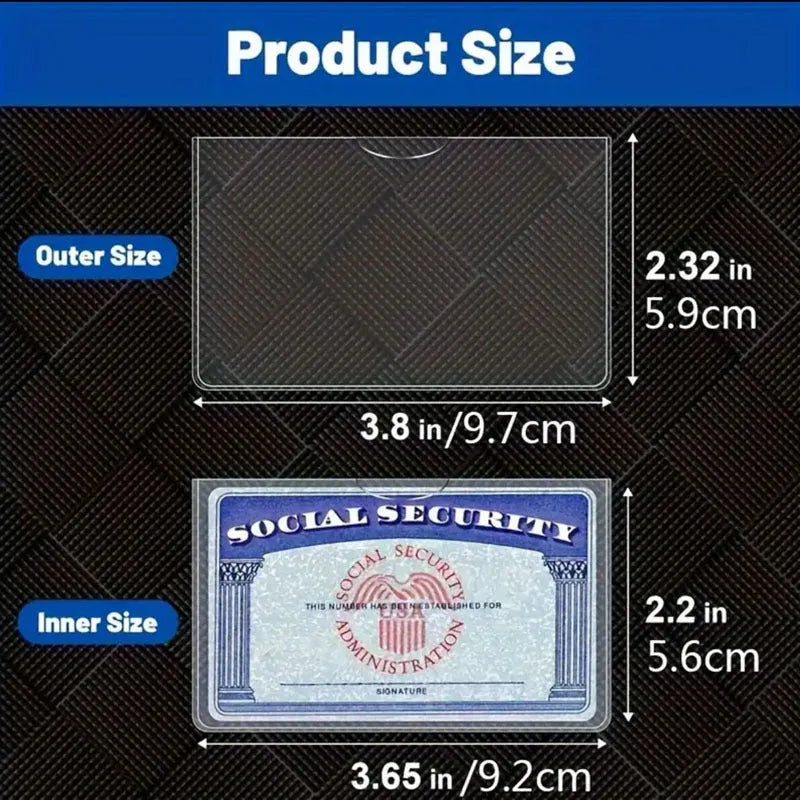 Transparent ID Social Security Card Student Bus Waterproof Cover PVC Holder, 9.7*5.9cm Thickened Social Security Card Case, Urban Simplicity Style, Daily Matching Waterproof Document Protection Sleeve