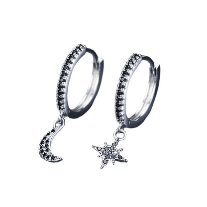 Black star and moon earrings made from copper, perfect for women's fashion