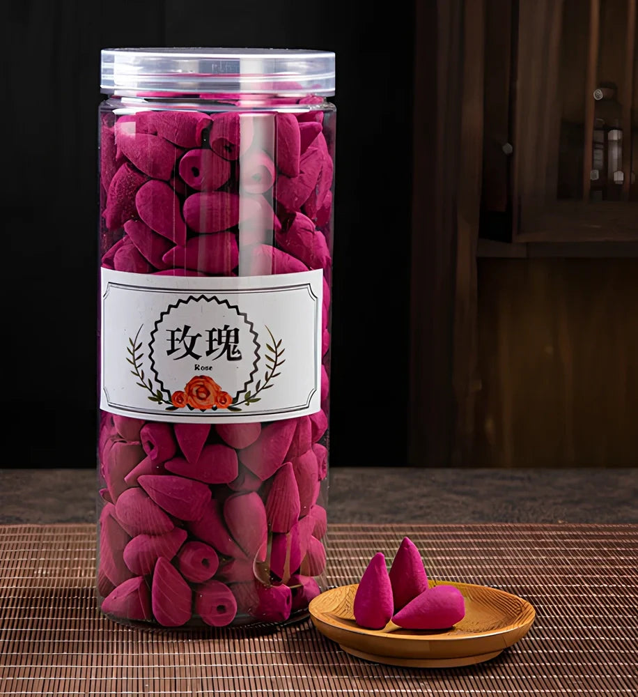 Handmade black glaze ceramic backflow incense burner tower, 10cm high with smoke waterfall effect