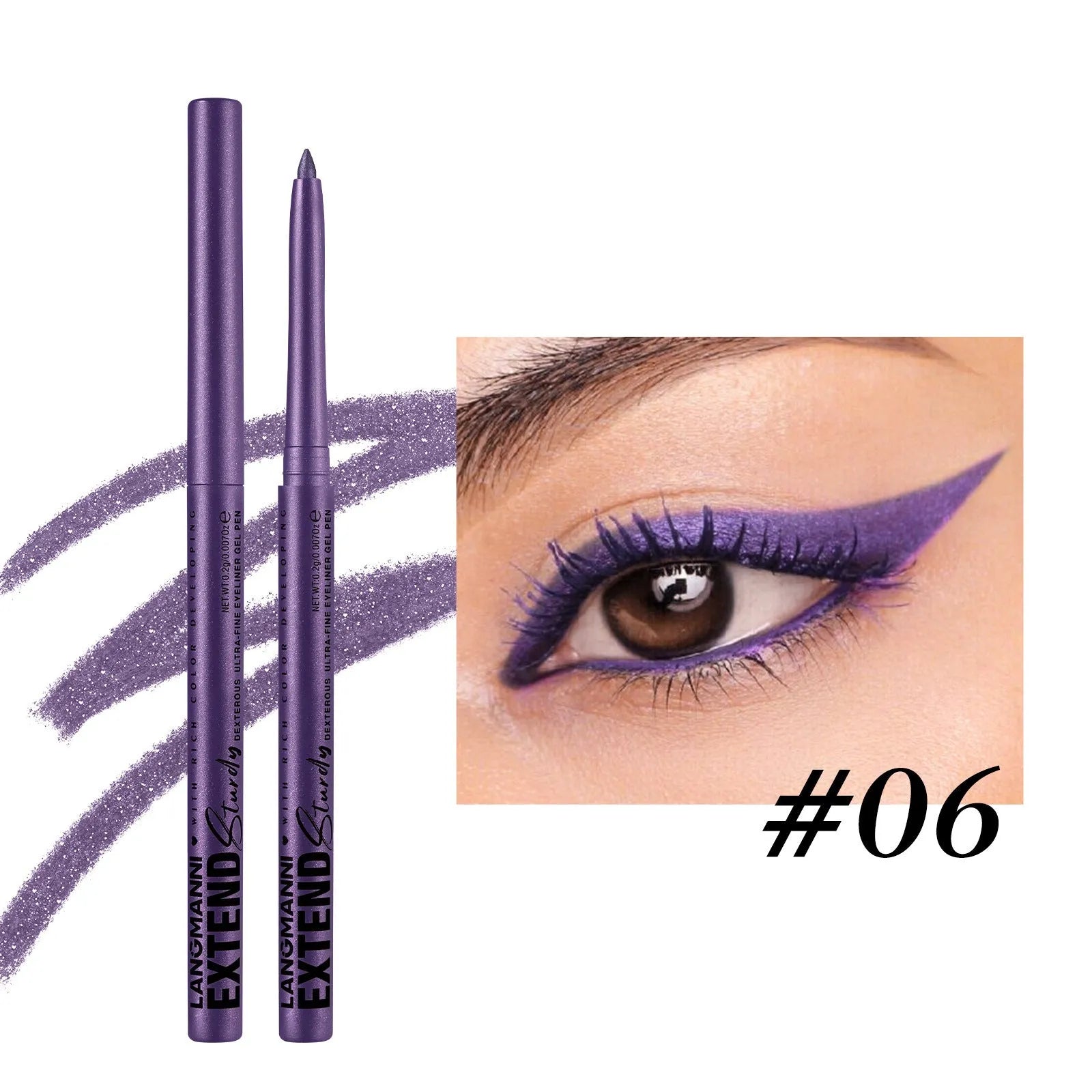12 colourful gel glitter eyeliner pencils with matte and glitter finishes in waterproof formula