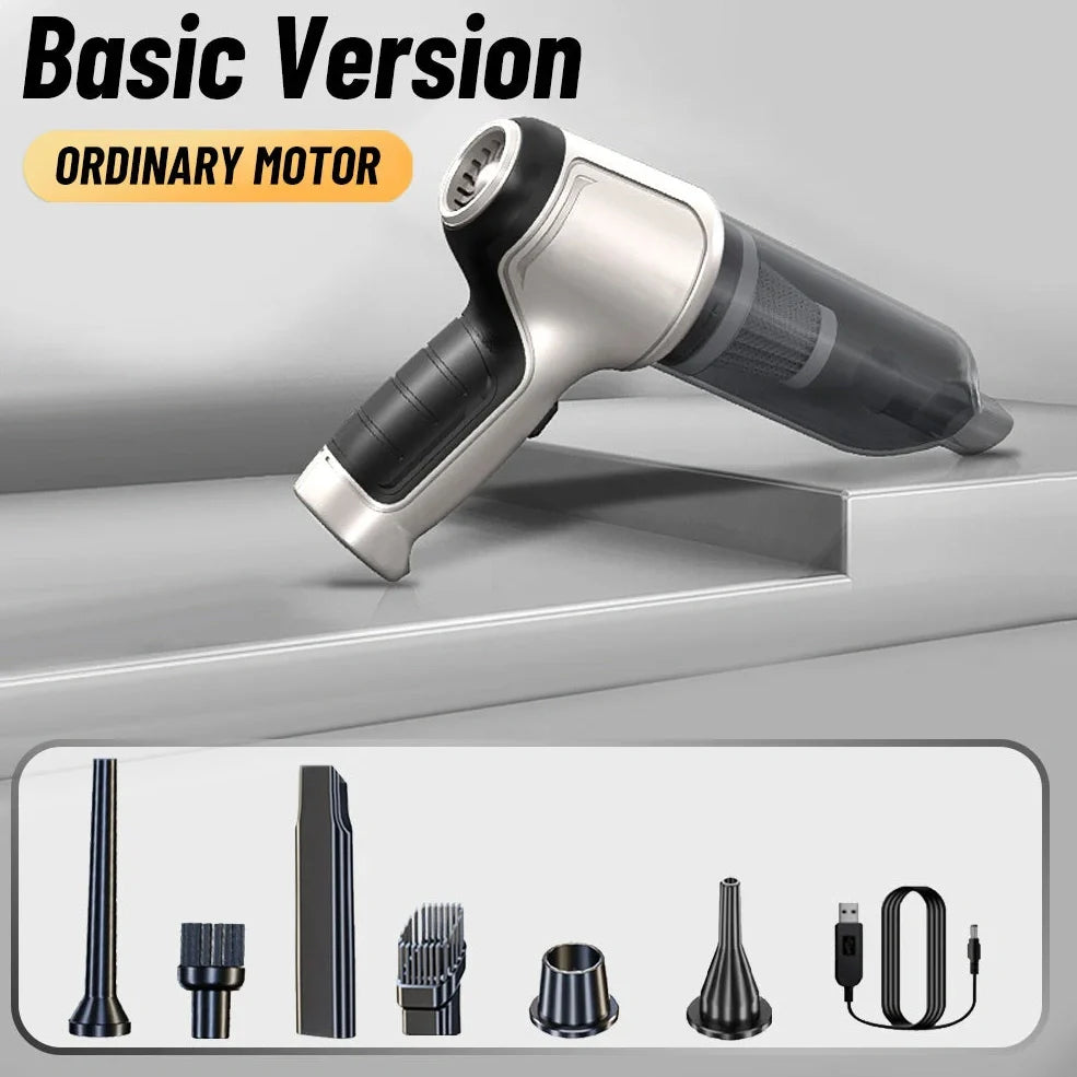 Wireless handheld car vacuum cleaner with multiple nozzle attachments for vehicle interior cleaning