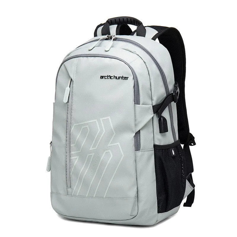 Blue plaid casual computer backpack with a single curved shoulder strap, shown front-on, with an 18-inch height for scale.
