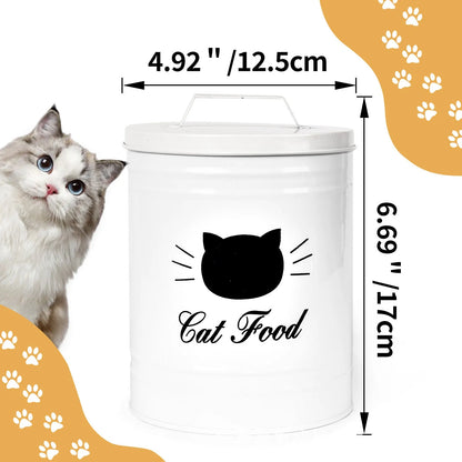 Round metal can with secure lid for dry food storage, showing black and white inner box options