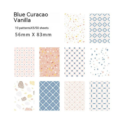 Retro collage note paper set with 50 pieces in dessert colours including Red Plum Cheese and Caramel Puff