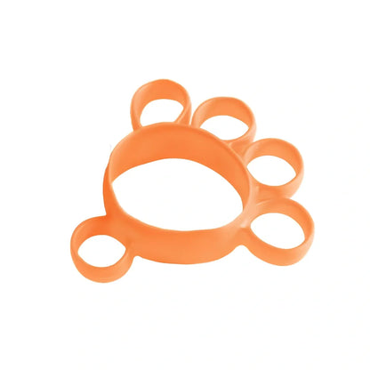 Blue four-finger grip training ball showing 10x9cm spherical design with silicone sleeve