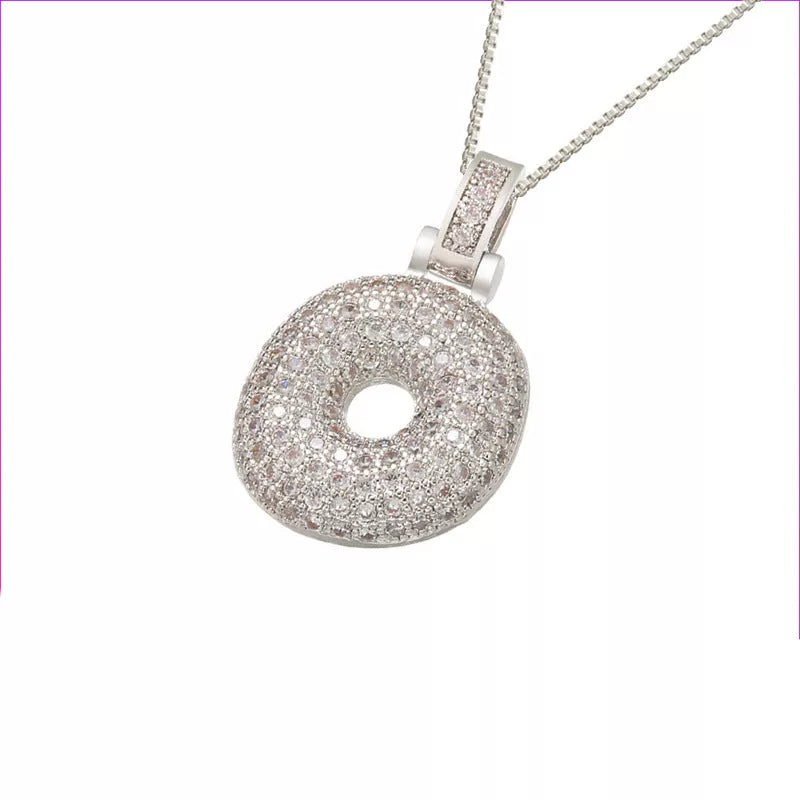 Copper Micro Inlaid Zircon Letter Pendant Necklace with customizable alphabet options