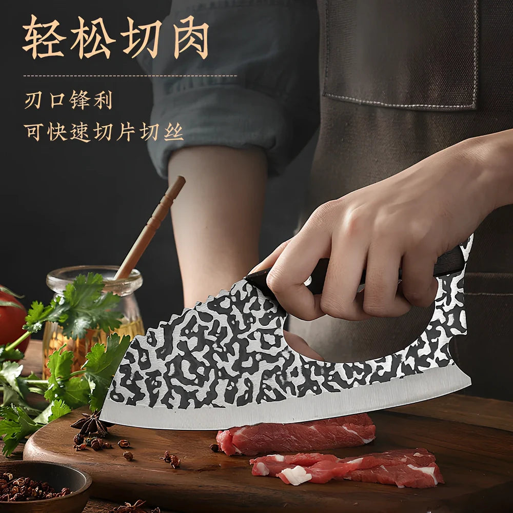 Forged kitchen knife with 20cm blade and ergonomic handle for vegetable preparation