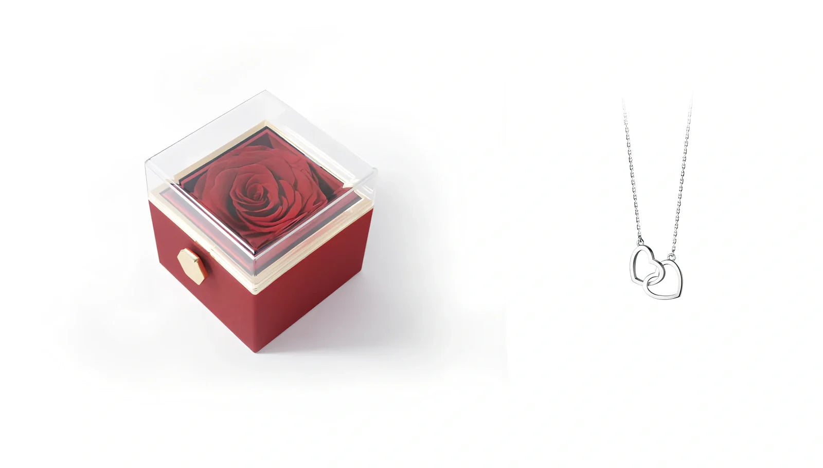 Acrylic rotating rose jewelry box in sapphire blue, 10cm diameter with three-layer storage and carrying bag