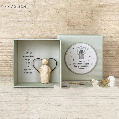 Boxed resin Guardian Angel ornament with modern design in multiple style options