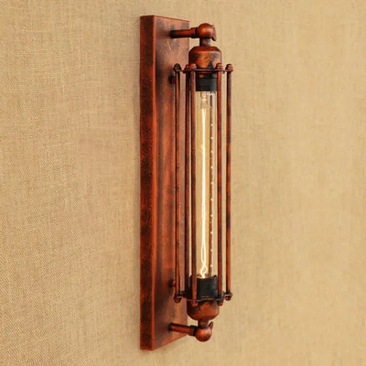 Industrial retro flute iron wall lamp in black finish, 110mm by 470mm size, antique style design