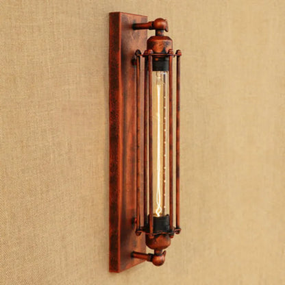 Industrial retro flute iron wall lamp in black finish, 110mm by 470mm size, antique style design