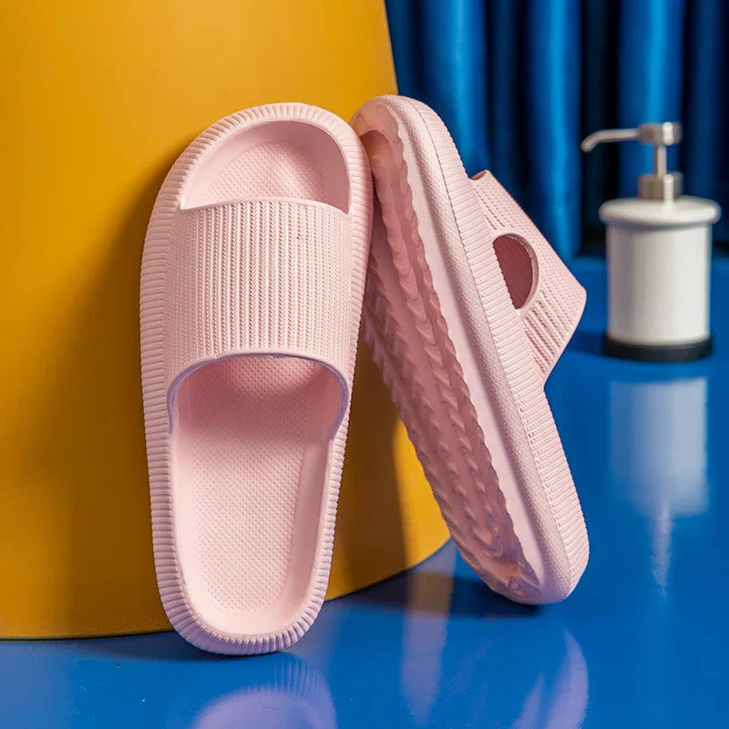 Unisex EVA slippers in various colors, including white, yellow, green, blue, black, khaki, grey, pink, and orange