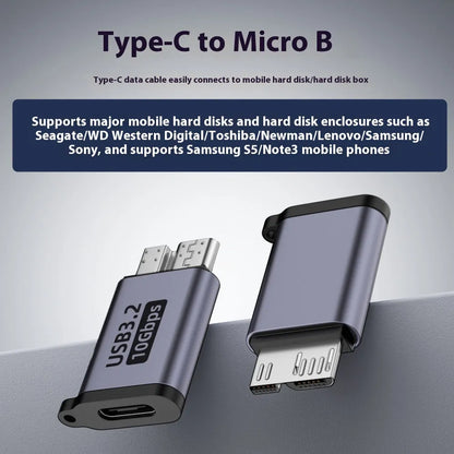 Micro USB to USB-C and USB-A adapter converter for data transfer and charging devices