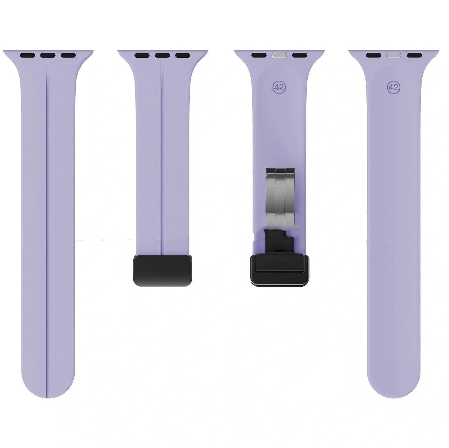 Magnetic silicone watch strap with folding buckle in multiple colours and sizes