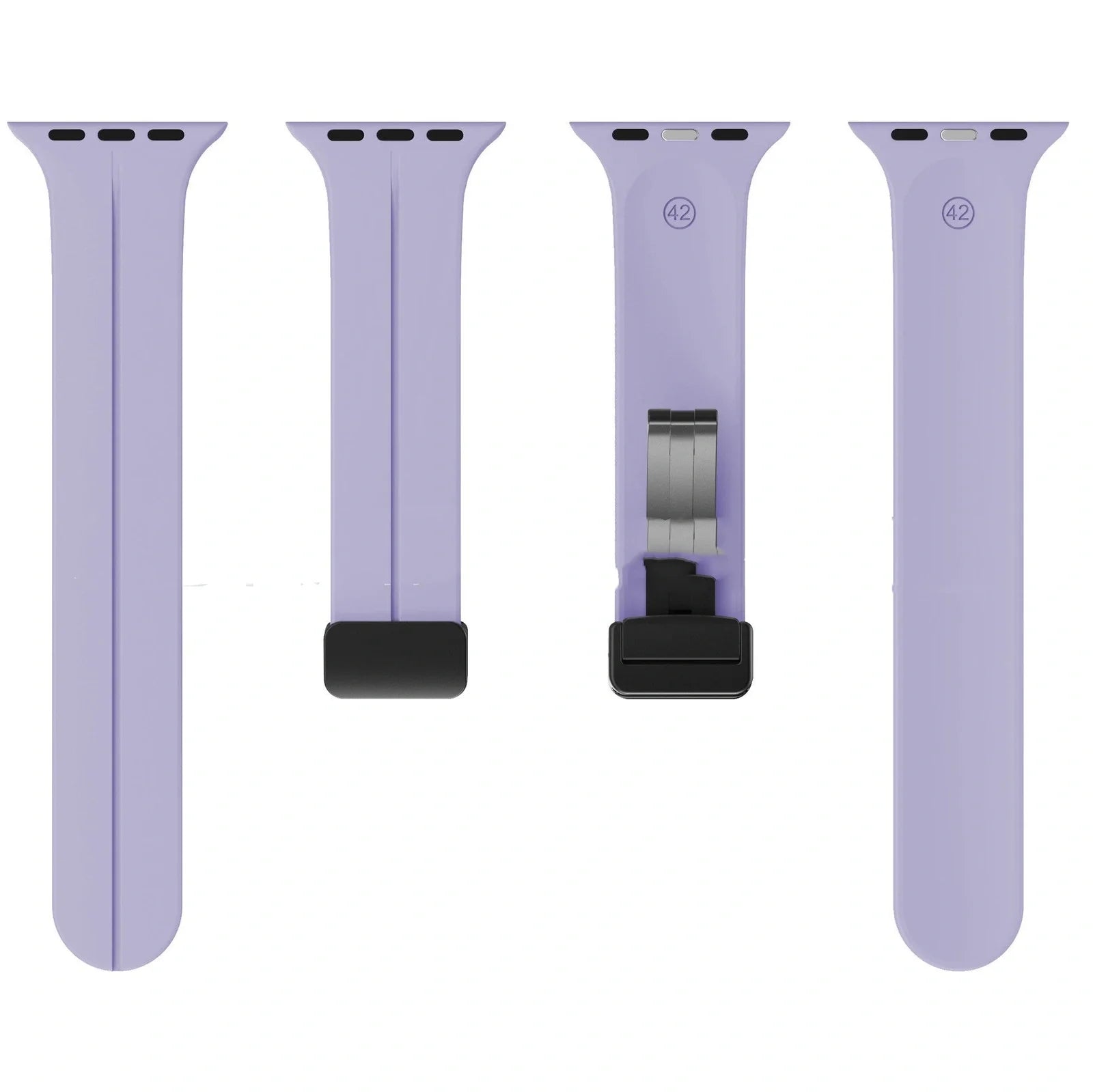 Magnetic silicone watch strap with folding buckle in multiple colours and sizes