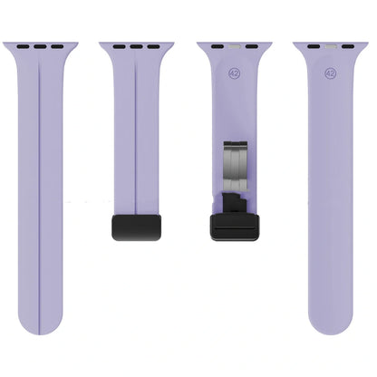 Magnetic silicone watch strap with folding buckle in multiple colours and sizes