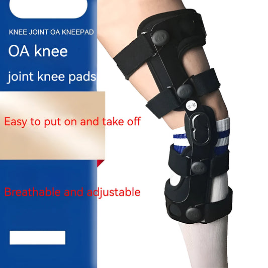 Black anterior ligament knee support brace with dual adjustable straps, shown on a knee.