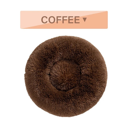 XXL fluffy donut dog bed in luxury long plush with 100cm diameter for large pets