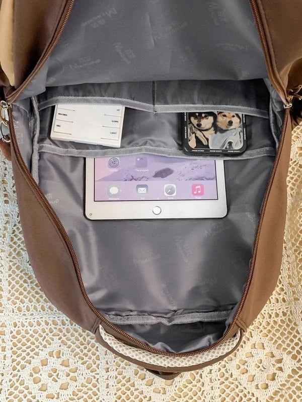 Stylish preppy backpack for women with large capacity and multiple pockets