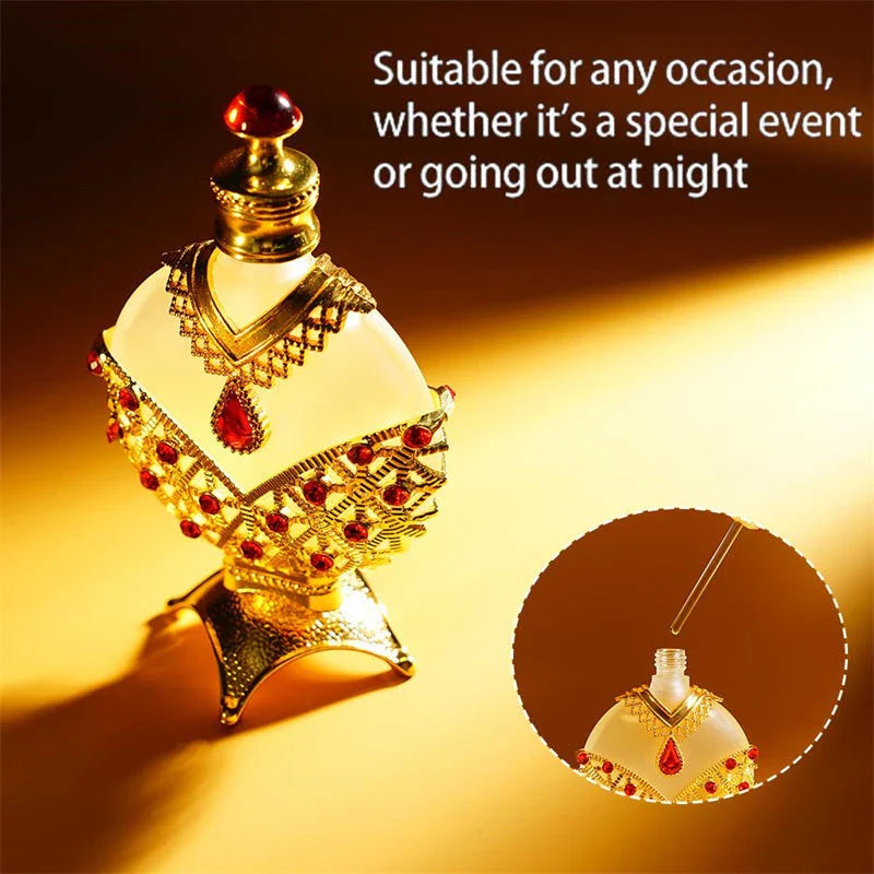 Luxurious Perfume Oil with Long-Lasting, Subtle Fragrance in Decorative Glass Bottle