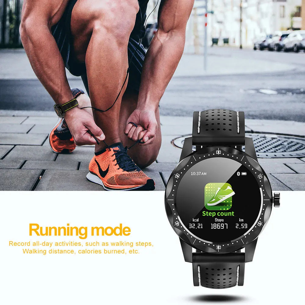 COLMI SKY1 smartwatch in red, white, or yellow with colour display on wrist
