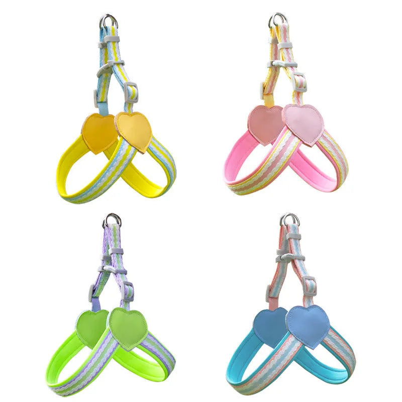 Dog walking chest strap harness with 1.5 metre hand holding rope in emerald green colour