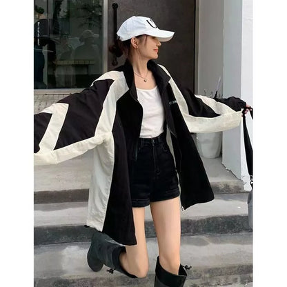 Retro workwear outdoor jacket coat for women with sun protection in black