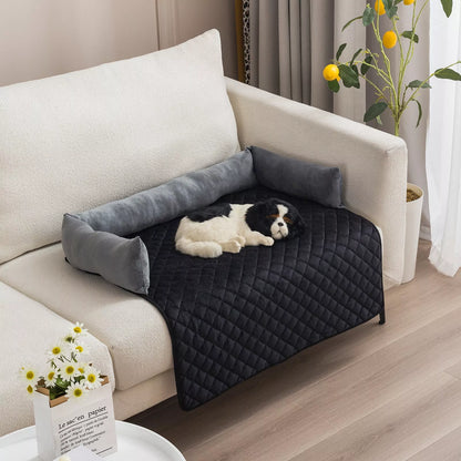 Curved design pet sofa bed for large dogs with removable plush cushion