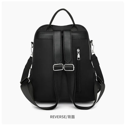 Soft PU commute backpack in light pink colour showing mobile phone pocket and three-dimensional storage design