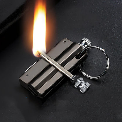 Waterproof key ring lighter with alloy body and wire drawing finish measuring 6cm length