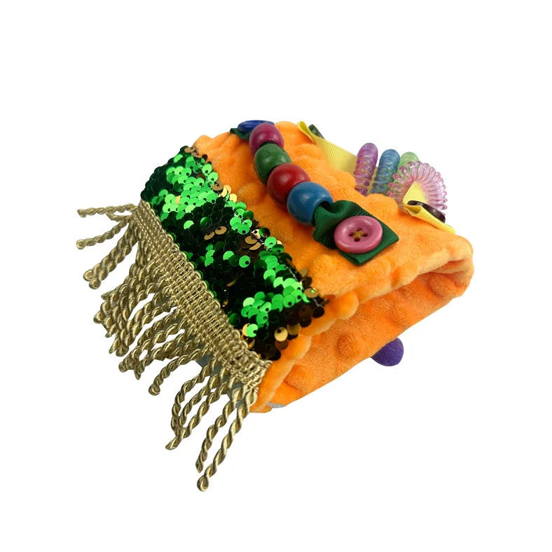 Alzheimer's sensory toy pillowcase measuring 12x27cm with polyester yarn tactile surface