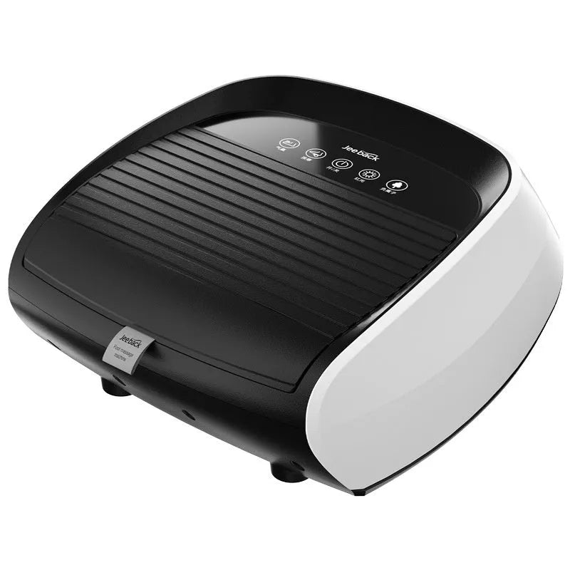 Flip automatic foot sole massager in black colour showing infrared therapy and timer functions