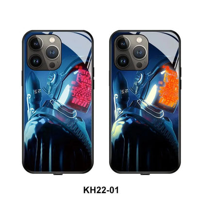 Luminous patterned TPU and tempered glass protective case for iPhone models.