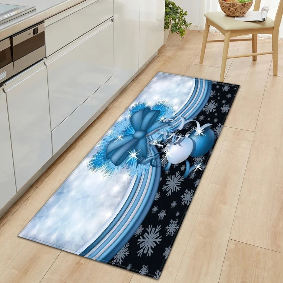 Polyester bathroom entrance mat with machine-woven cartoon pattern in multicolour design