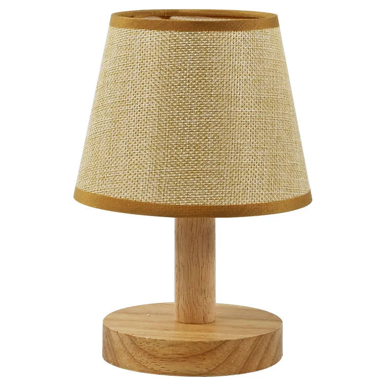 Vintage pleated table lamp with bamboo holder and jute shade, offering three-colour dimming and USB charging for ambient lighting