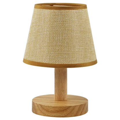 Vintage pleated table lamp with bamboo holder and jute shade, offering three-colour dimming and USB charging for ambient lighting