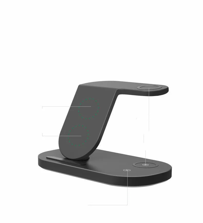 Black and white 15W three-in-one wireless charger with Type-C interface