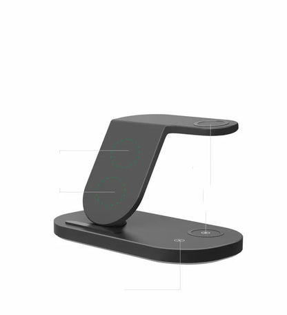 Black and white 15W three-in-one wireless charger with Type-C interface