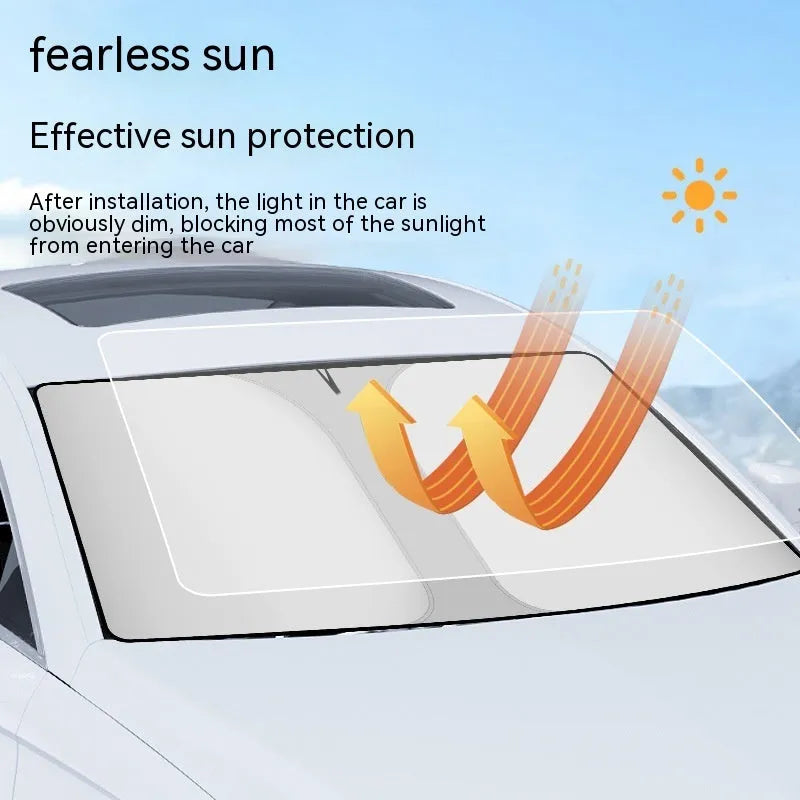 Car double ring front sun shield with titanium silver coating for windscreen heat protection